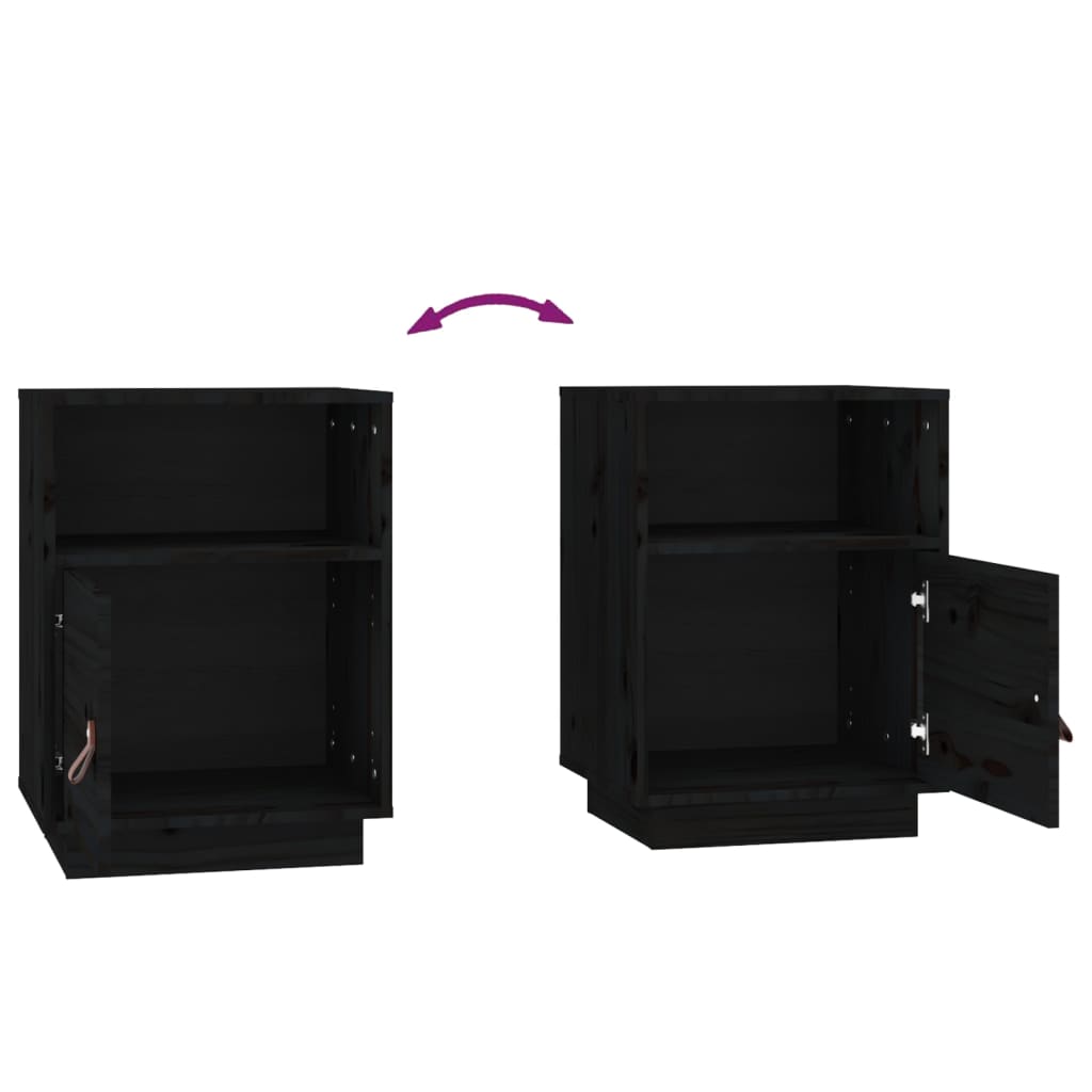 Mesita de noche madera maciza de pino negro 40x34x55 cm - Imagen 8