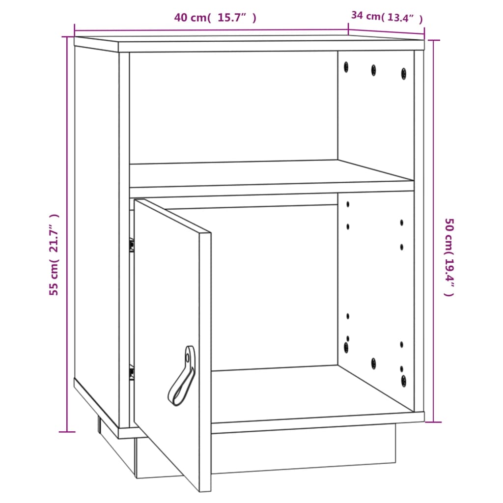 Mesita de noche madera maciza de pino negro 40x34x55 cm - Imagen 10