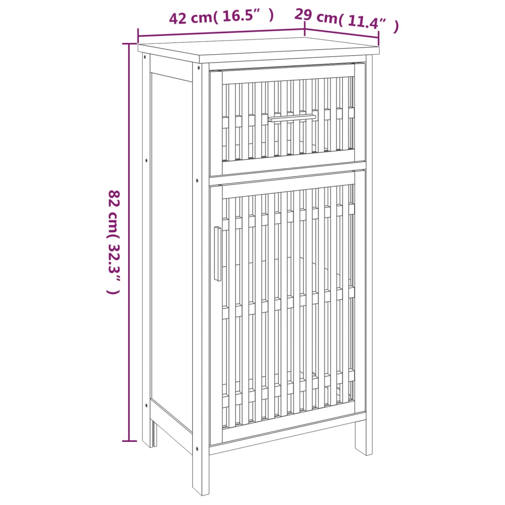 Mueble de baño madera maciza de nogal 42x29x82 cm - Imagen 7