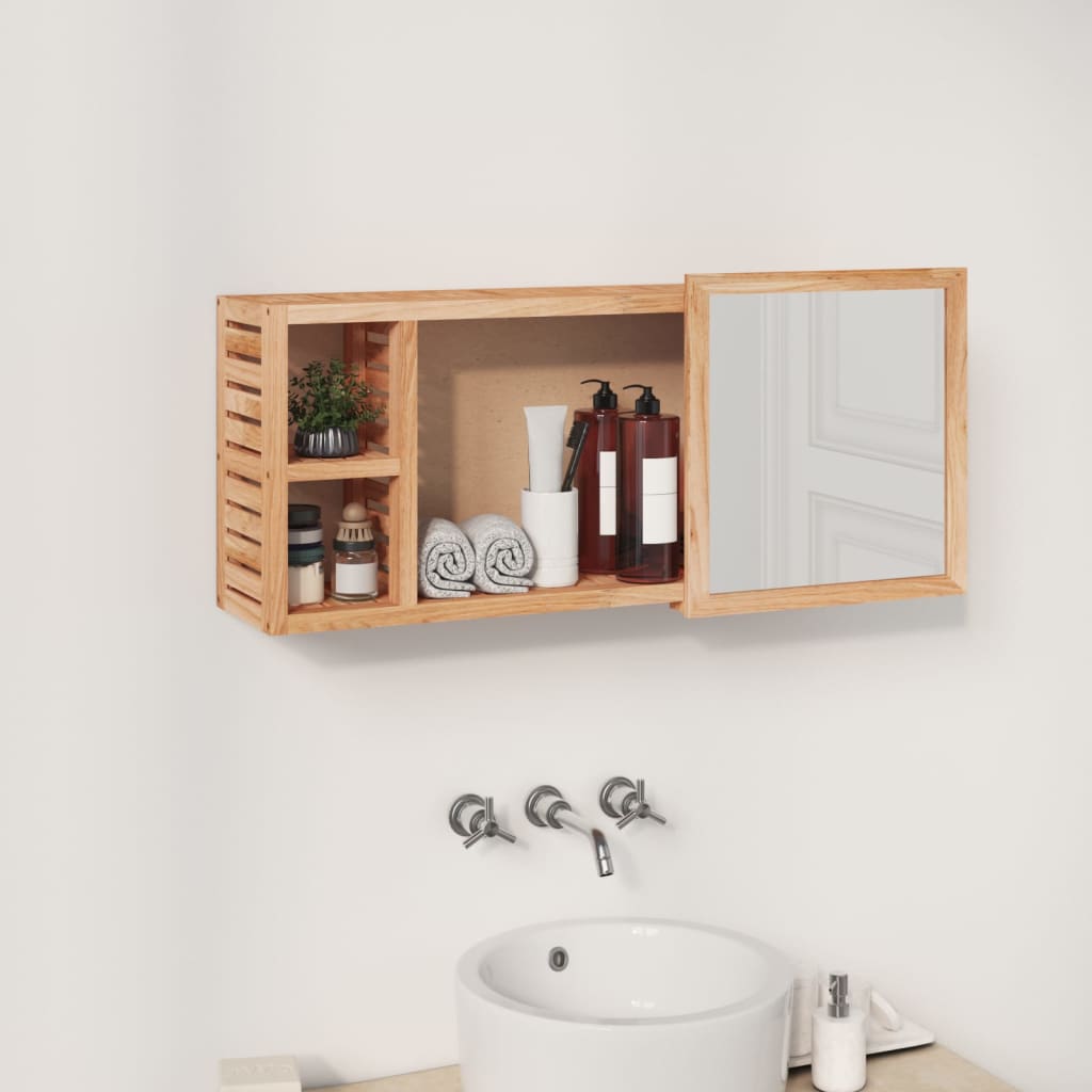 Armario con espejo madera maciza nogal 80x17x34 cm - Imagen 3