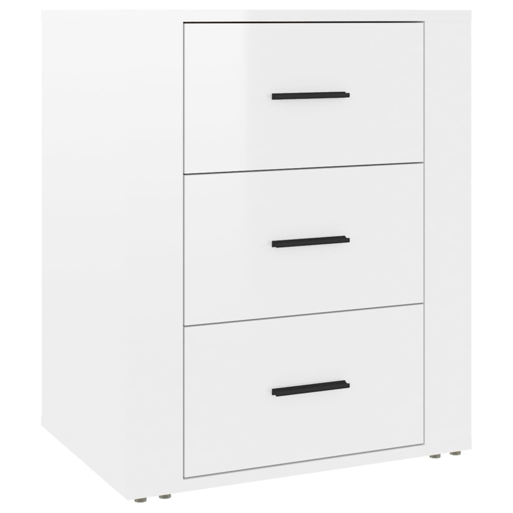 Mesita de noche madera contrachapada blanco brillo 50x36x60 cm - Imagen 2