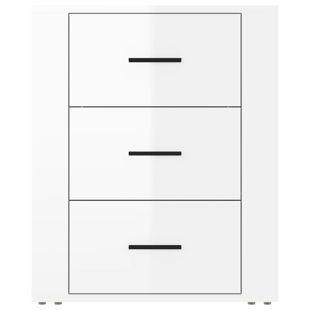 Mesita de noche madera contrachapada blanco brillo 50x36x60 cm - Imagen 6