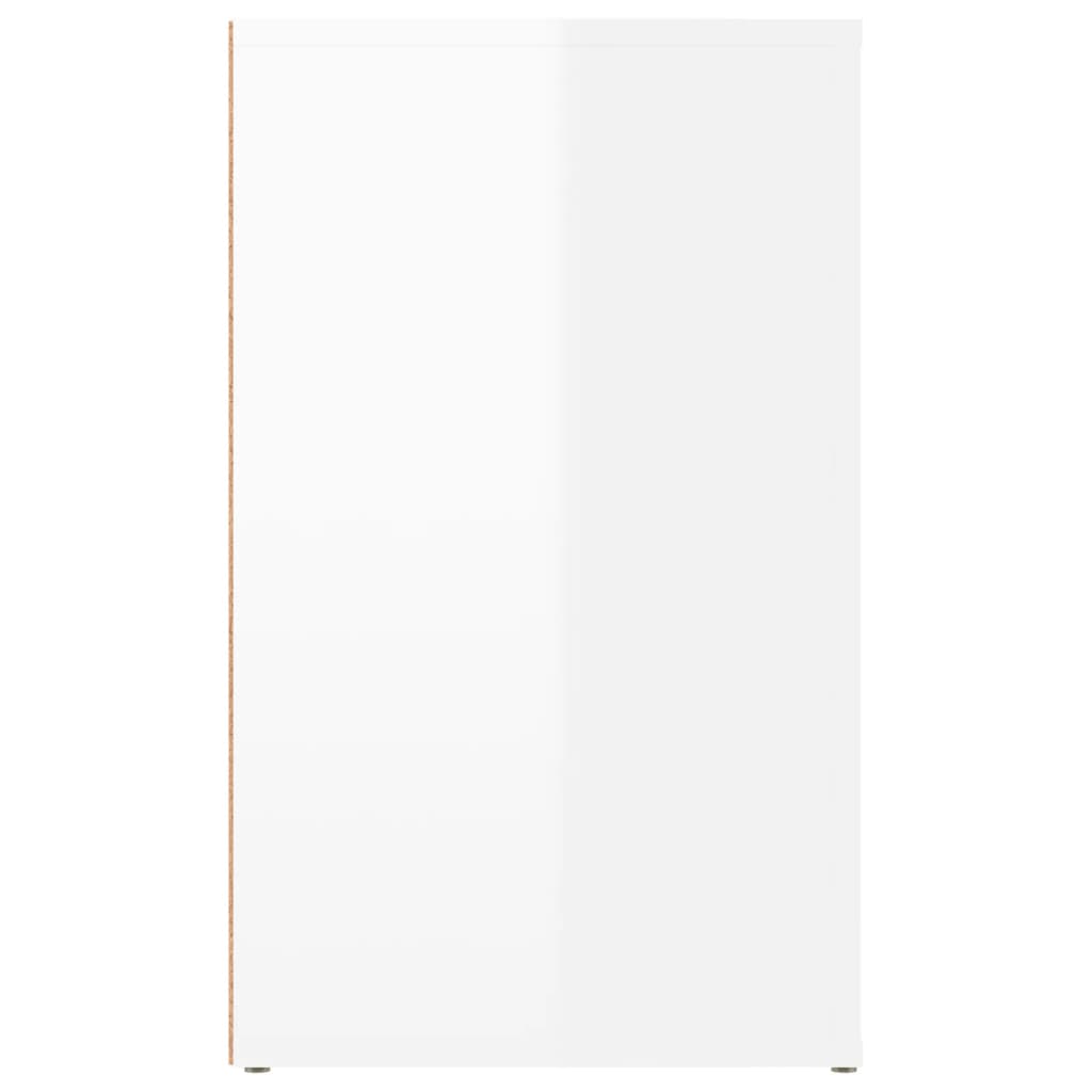 Mesita de noche madera contrachapada blanco brillo 50x36x60 cm - Imagen 8
