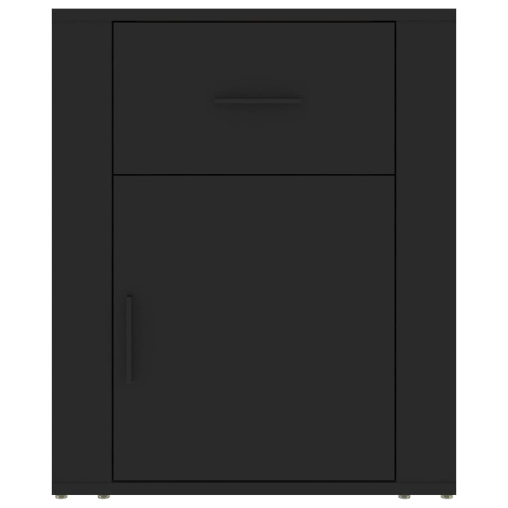 Mesita de noche madera contrachapada negro 50x36x60 cm - Imagen 6