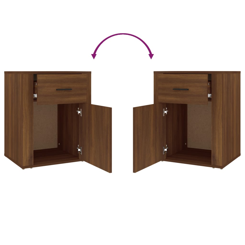 Mesita de noche madera contrachapada marrón roble 50x36x60 cm - Imagen 9