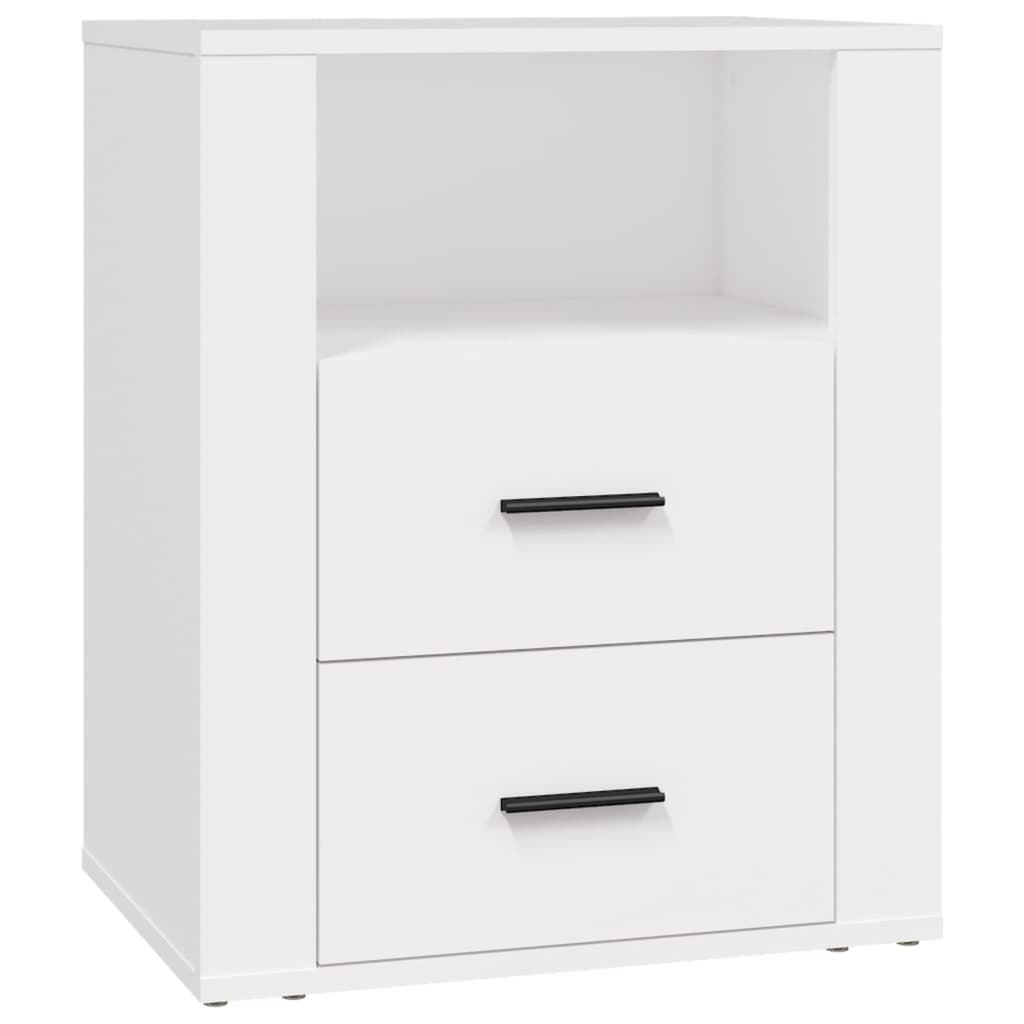 Mesita de noche madera contrachapada blanco 50x36x60 cm - Imagen 2