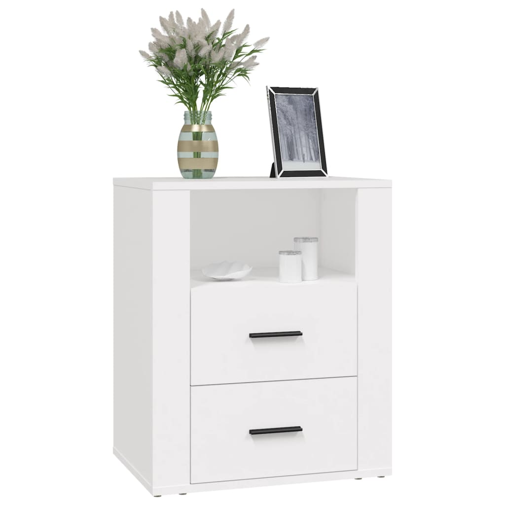 Mesita de noche madera contrachapada blanco 50x36x60 cm - Imagen 4
