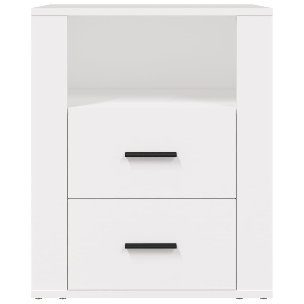 Mesita de noche madera contrachapada blanco 50x36x60 cm - Imagen 6