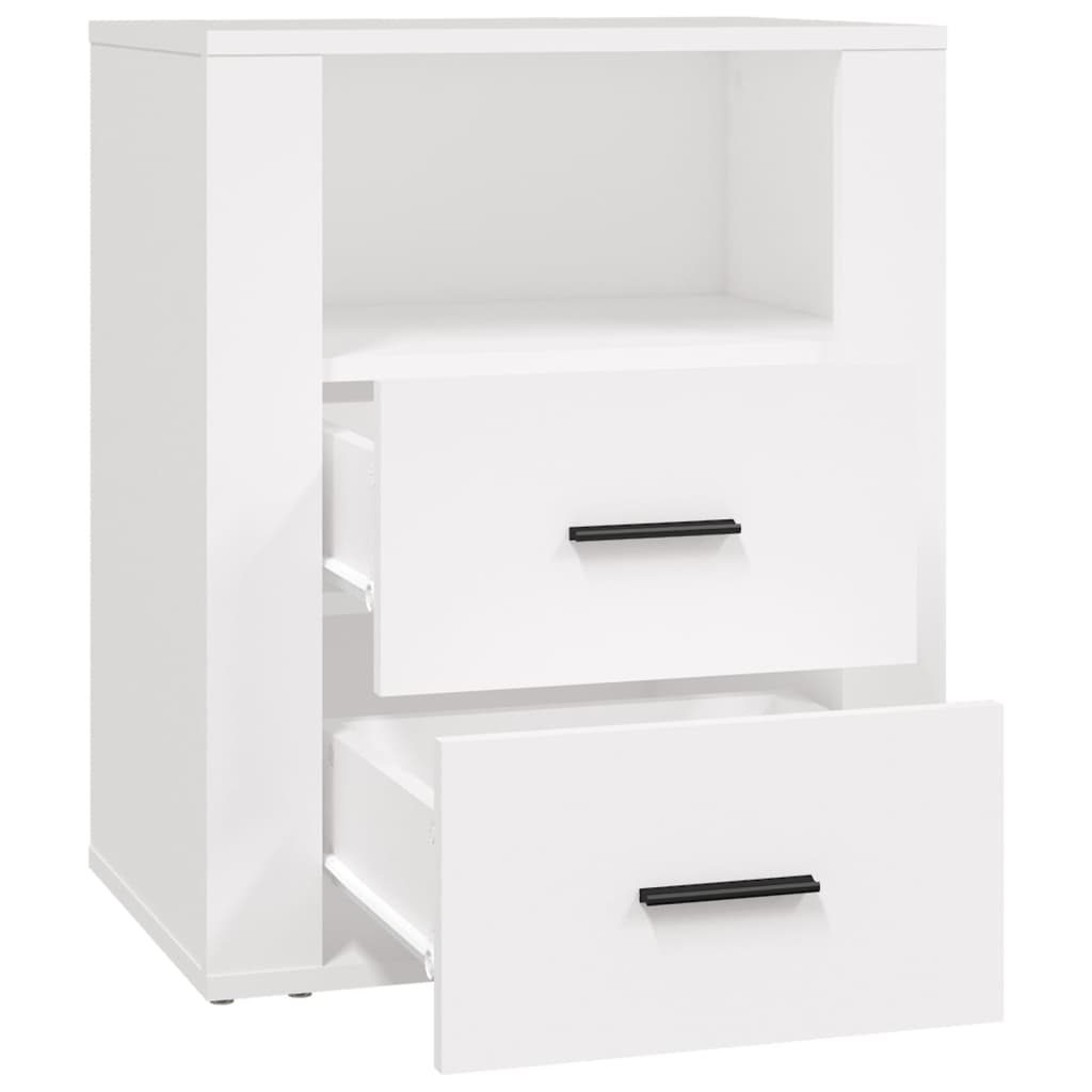 Mesita de noche madera contrachapada blanco 50x36x60 cm - Imagen 7