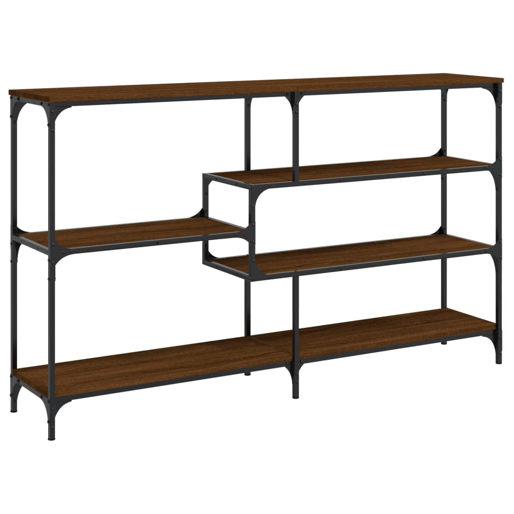 Mesa consola madera de ingeniería marrón roble 160x32x95 cm - Imagen 2