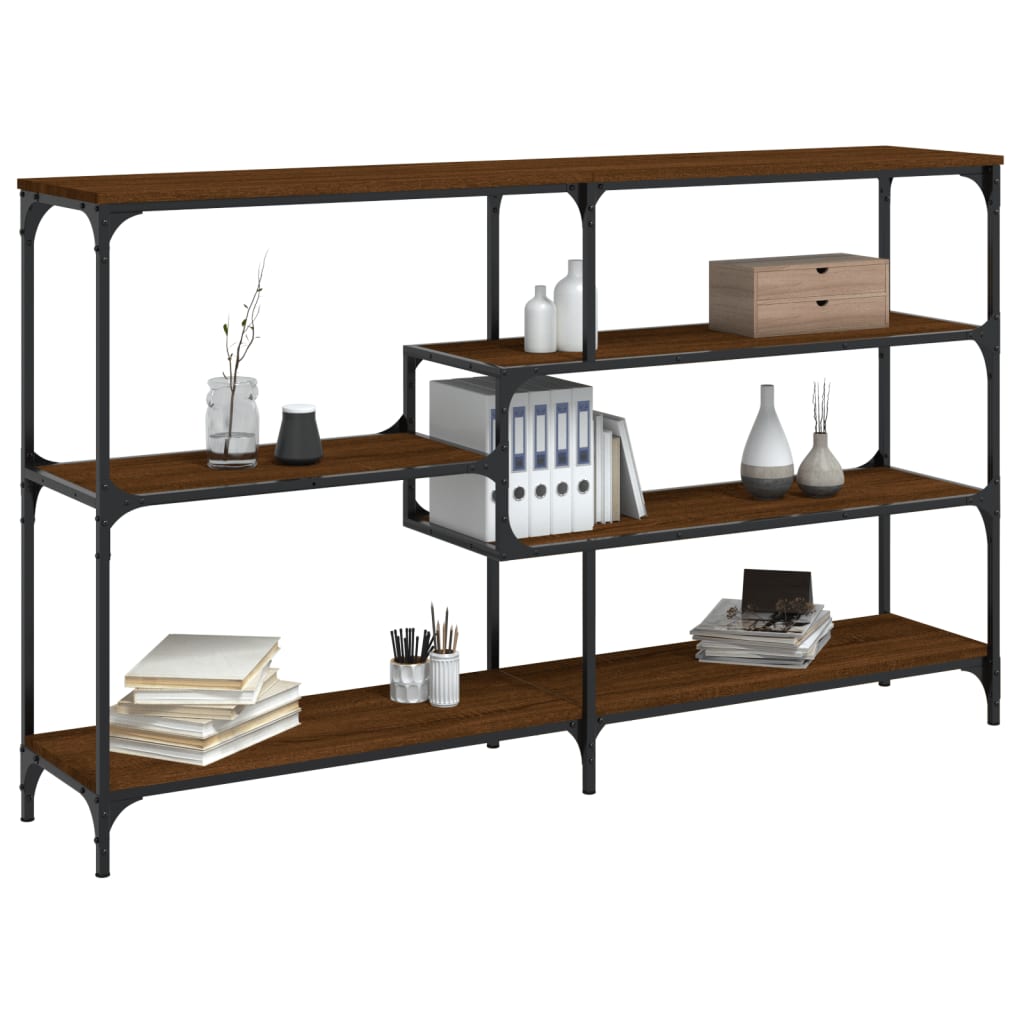 Mesa consola madera de ingeniería marrón roble 160x32x95 cm - Imagen 3