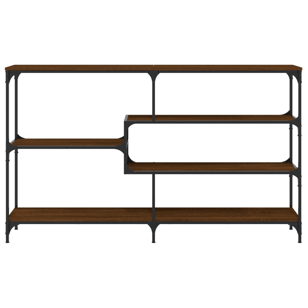 Mesa consola madera de ingeniería marrón roble 160x32x95 cm - Imagen 4