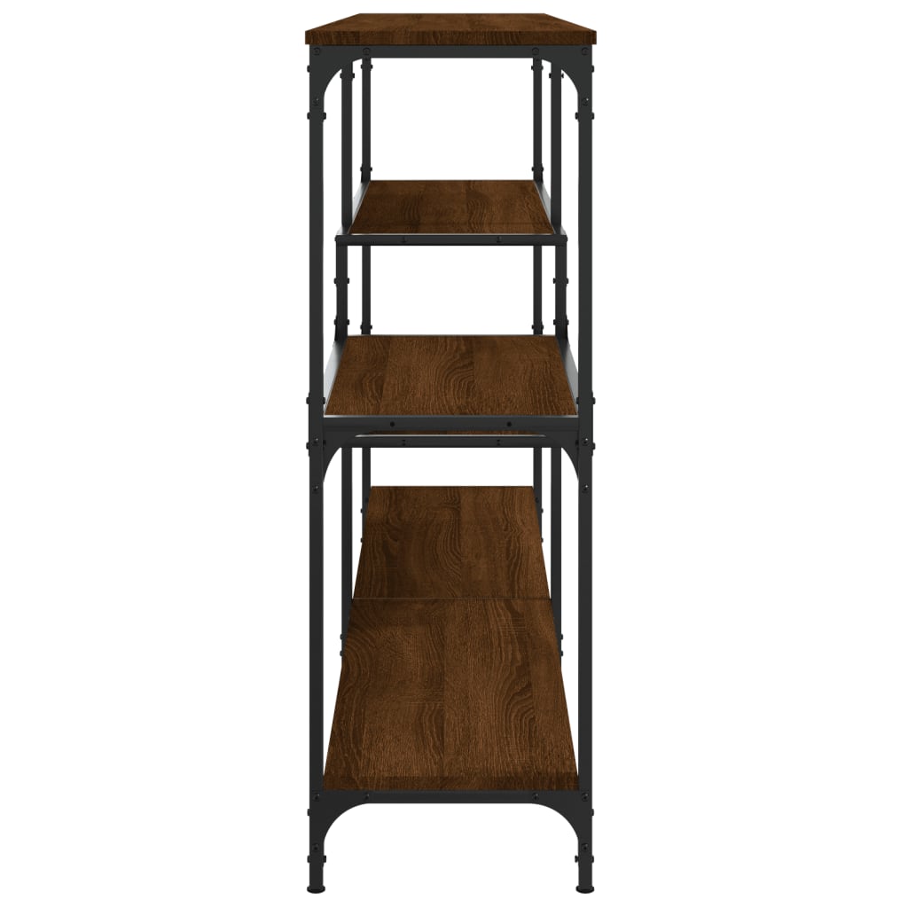 Mesa consola madera de ingeniería marrón roble 160x32x95 cm - Imagen 5