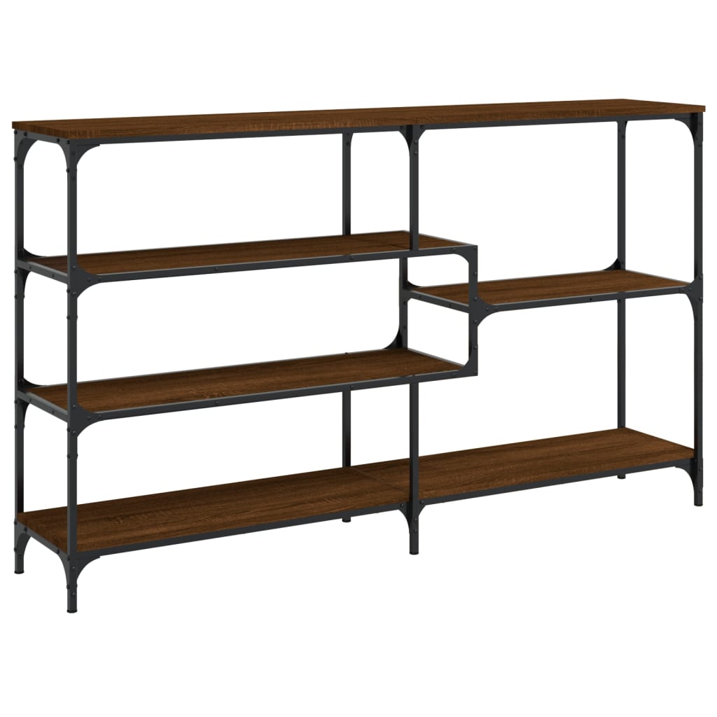 Mesa consola madera de ingeniería marrón roble 160x32x95 cm - Imagen 6