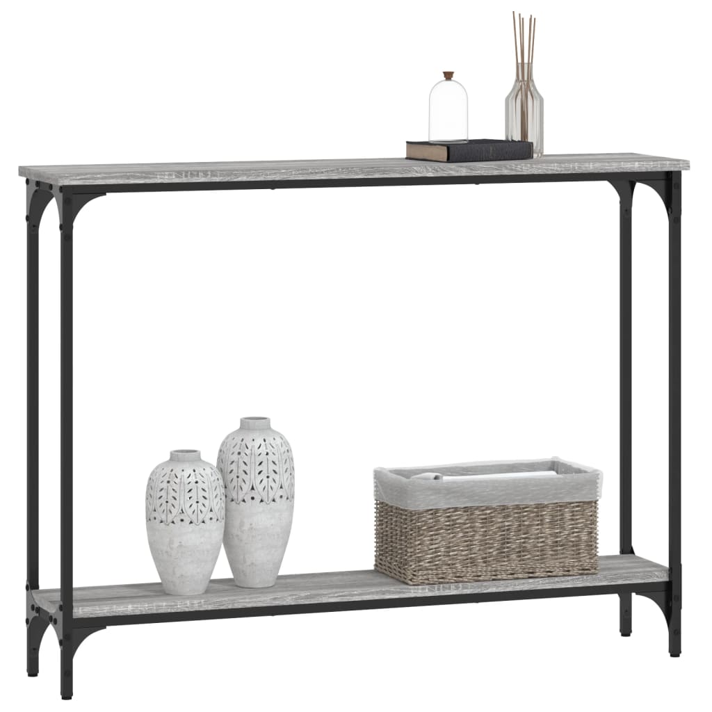Mesa consola madera de ingeniería gris Sonoma 100x22,5x75 cm - Imagen 3