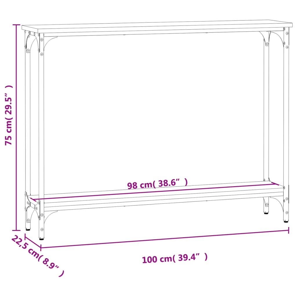 Mesa consola madera de ingeniería gris Sonoma 100x22,5x75 cm - Imagen 9