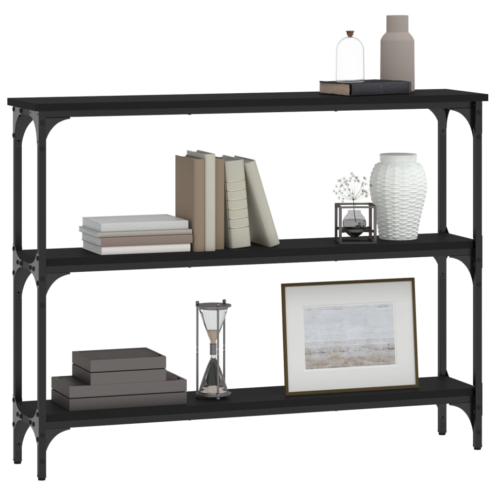 Mesa consola madera de ingeniería negra 100x22,5x75 cm - Imagen 3