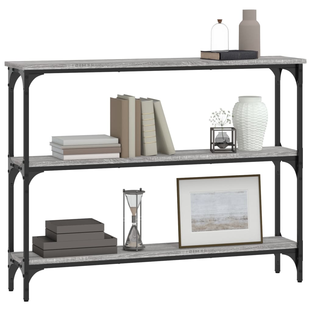 Mesa consola madera de ingeniería gris Sonoma 100x22,5x75 cm - Imagen 3