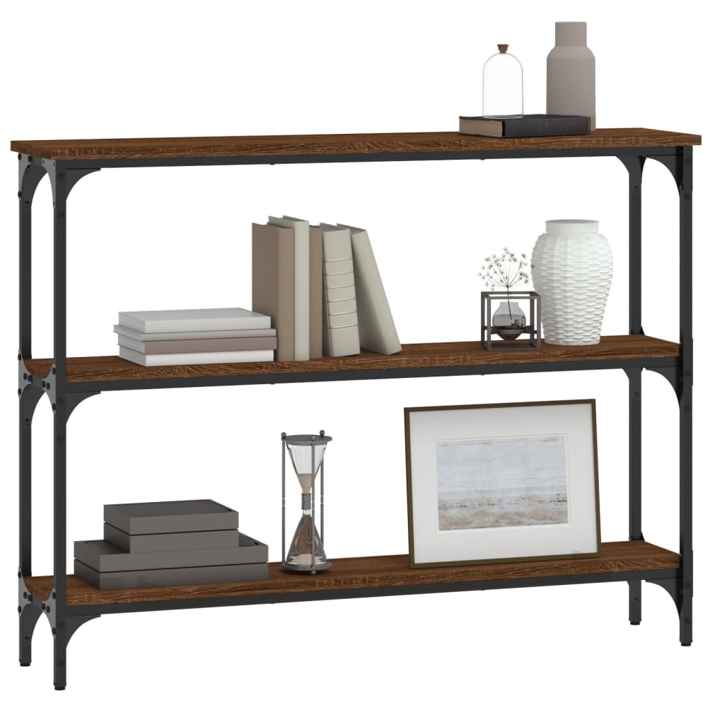 Mesa consola madera de ingeniería marrón roble 100x22,5x75 cm - Imagen 3