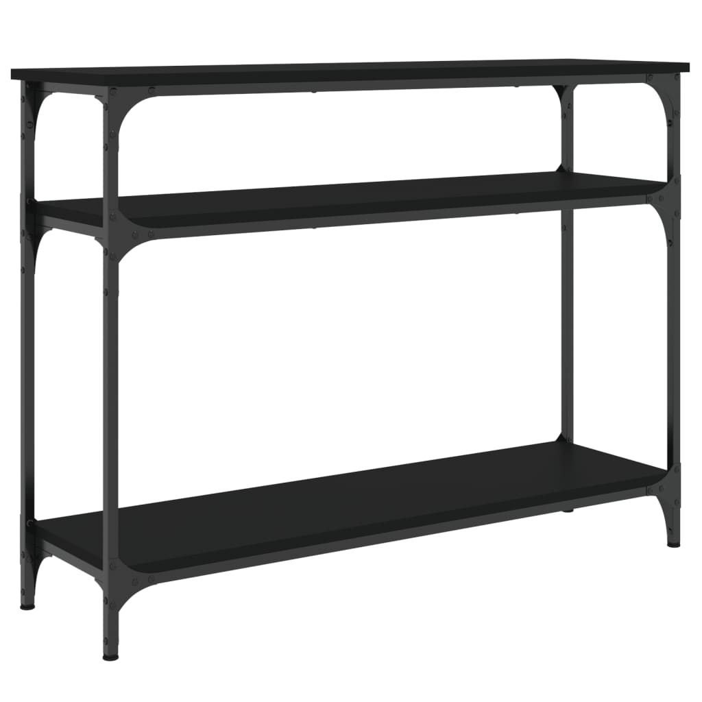 Mesa consola madera de ingeniería negra 100x29x75 cm - Imagen 2