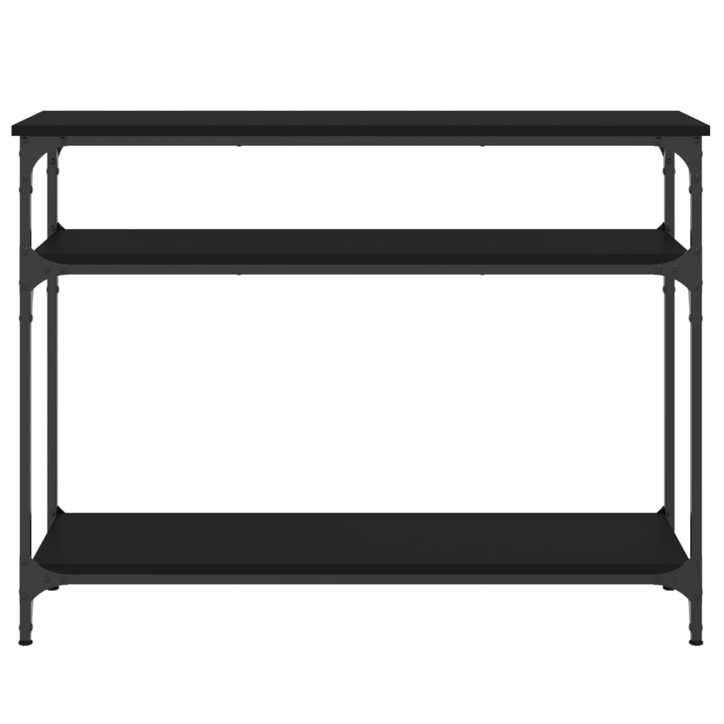 Mesa consola madera de ingeniería negra 100x29x75 cm - Imagen 4