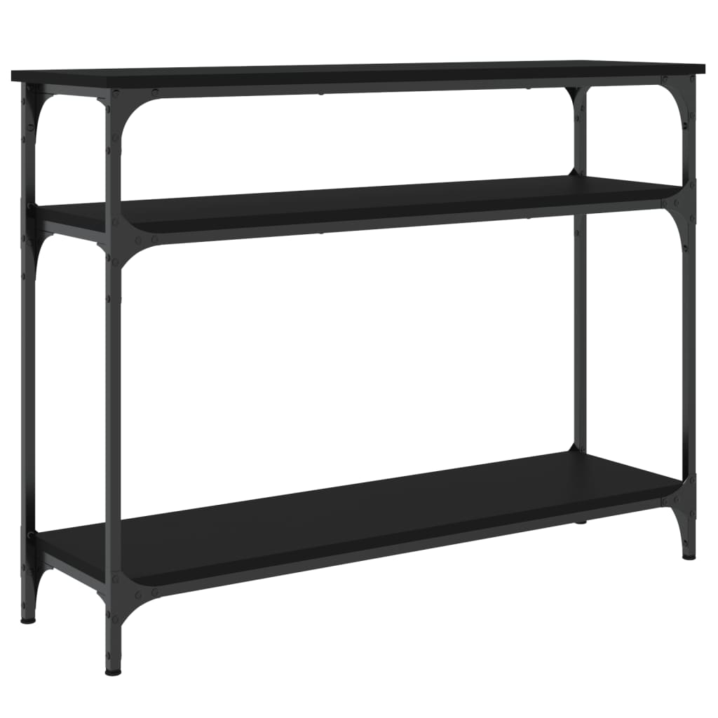 Mesa consola madera de ingeniería negra 100x29x75 cm - Imagen 6