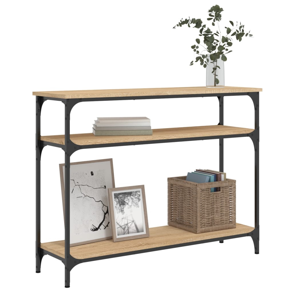Mesa consola madera de ingeniería roble Sonoma 100x29x75 cm - Imagen 3