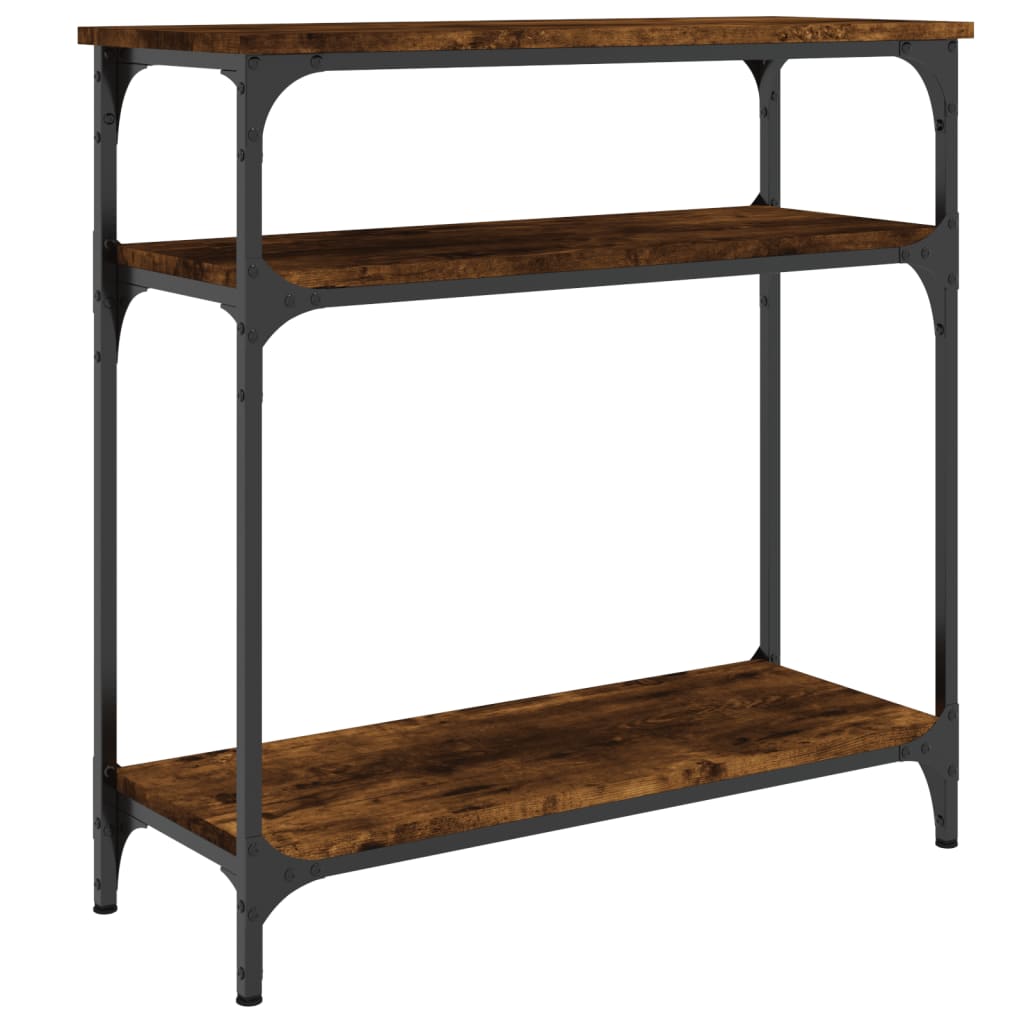 Mesa consola madera de ingeniería roble ahumado 75x29x75 cm - Imagen 2