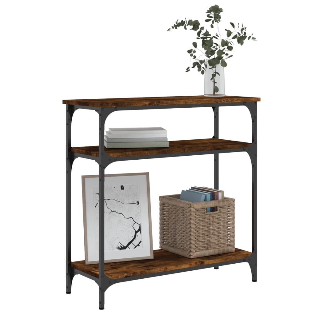 Mesa consola madera de ingeniería roble ahumado 75x29x75 cm - Imagen 3