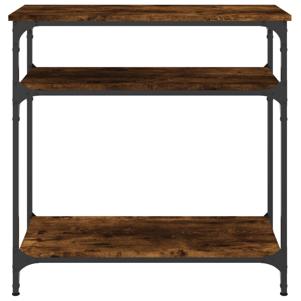 Mesa consola madera de ingeniería roble ahumado 75x29x75 cm - Imagen 4