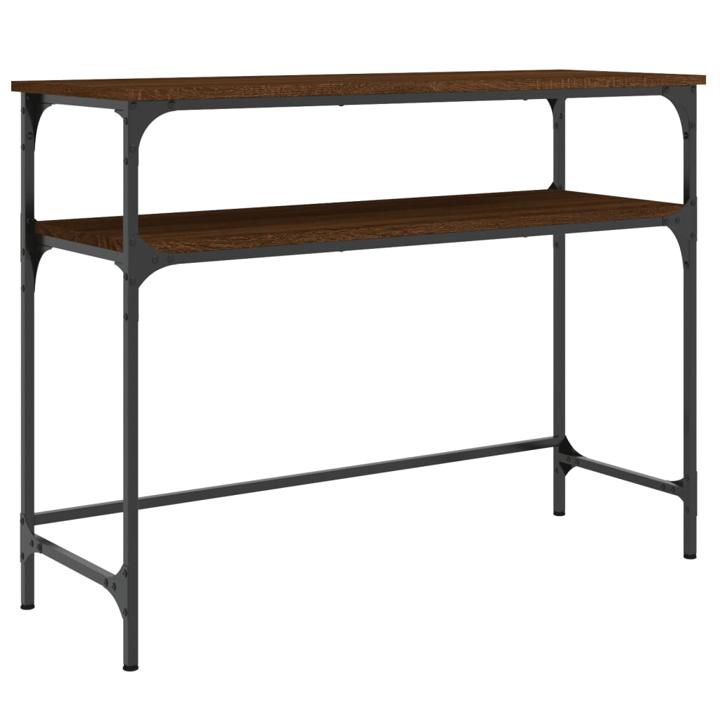 Mesa consola madera de ingeniería marrón roble 100x35,5x75 cm - Imagen 2