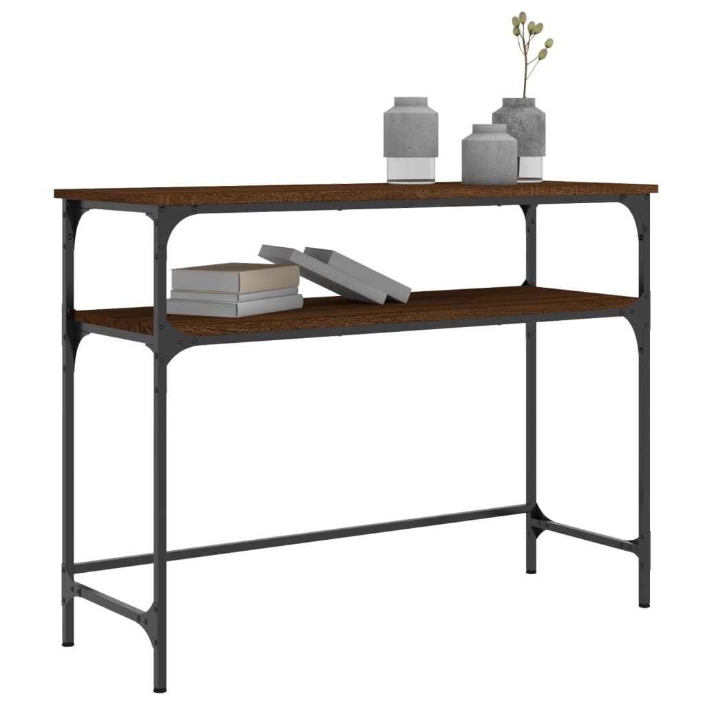 Mesa consola madera de ingeniería marrón roble 100x35,5x75 cm - Imagen 3