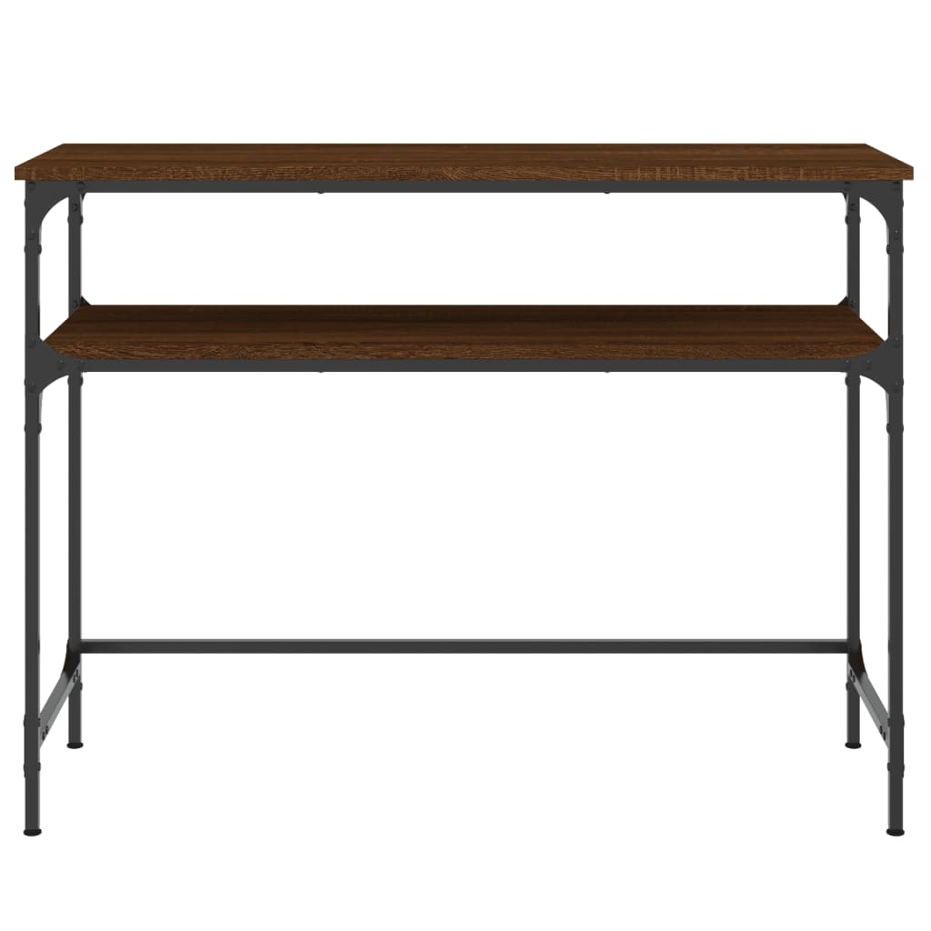 Mesa consola madera de ingeniería marrón roble 100x35,5x75 cm - Imagen 4