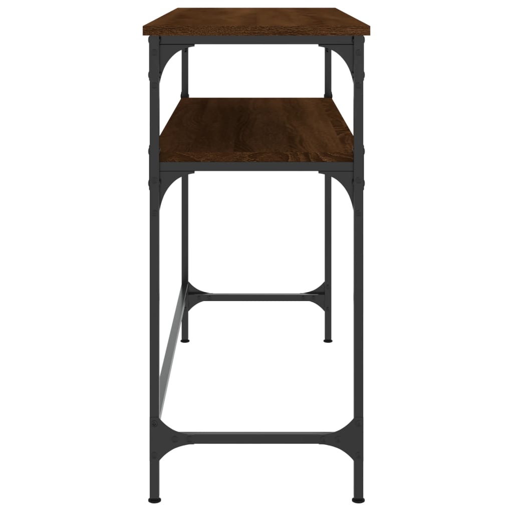 Mesa consola madera de ingeniería marrón roble 100x35,5x75 cm - Imagen 5