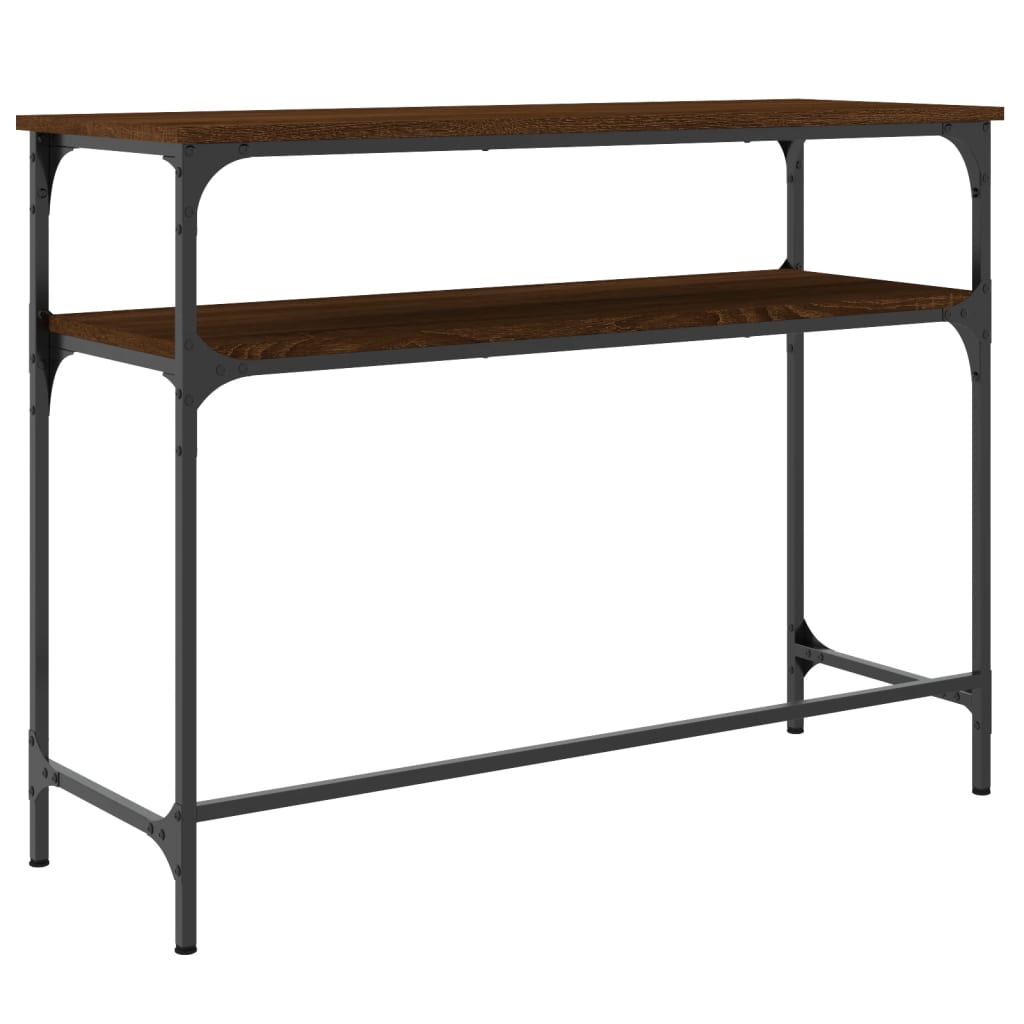 Mesa consola madera de ingeniería marrón roble 100x35,5x75 cm - Imagen 6