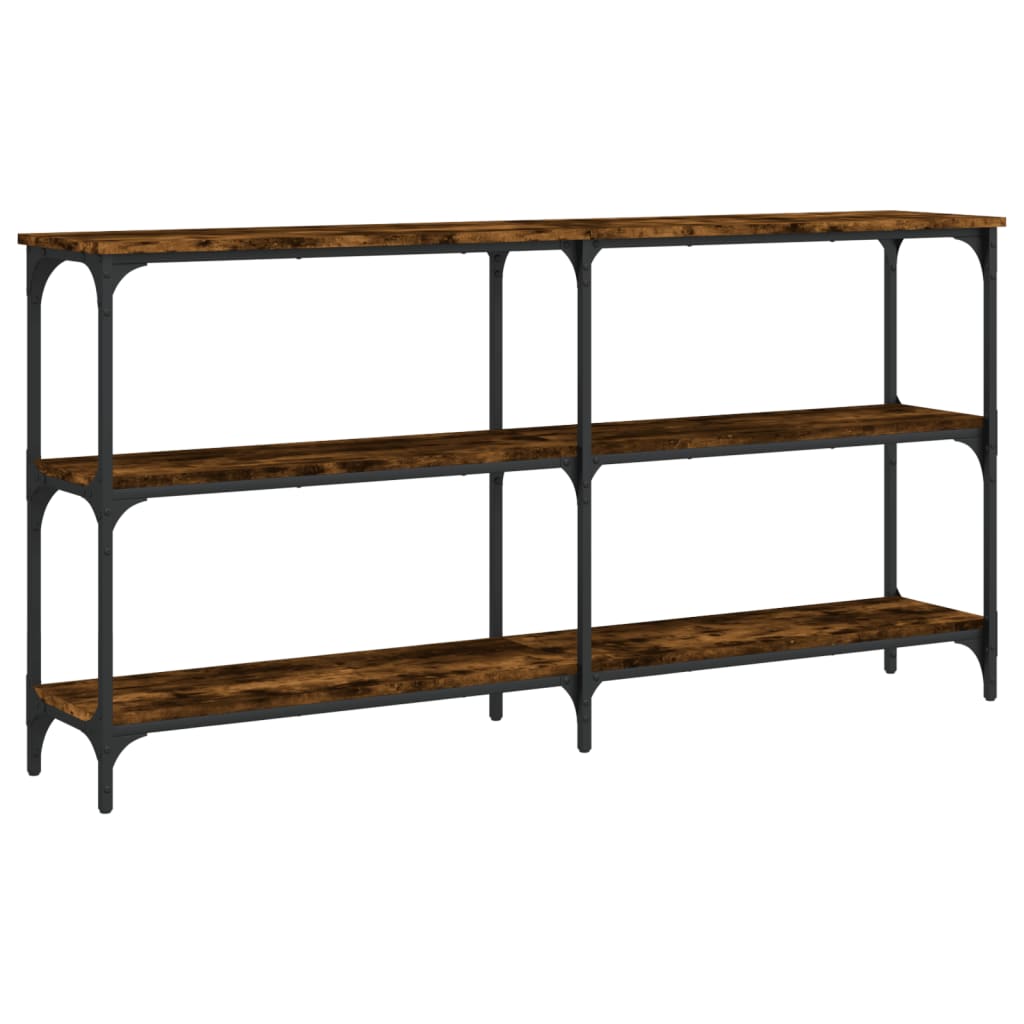 Mesa consola madera de ingeniería roble ahumado 150x29x75 cm - Imagen 2
