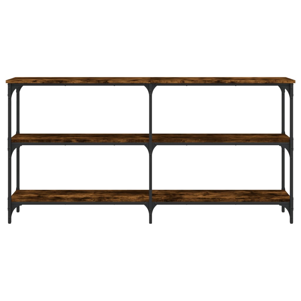 Mesa consola madera de ingeniería roble ahumado 150x29x75 cm - Imagen 4