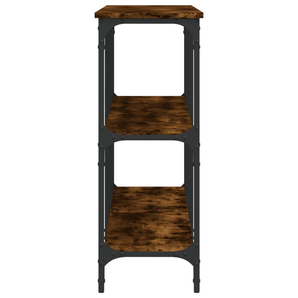 Mesa consola madera de ingeniería roble ahumado 150x29x75 cm - Imagen 5