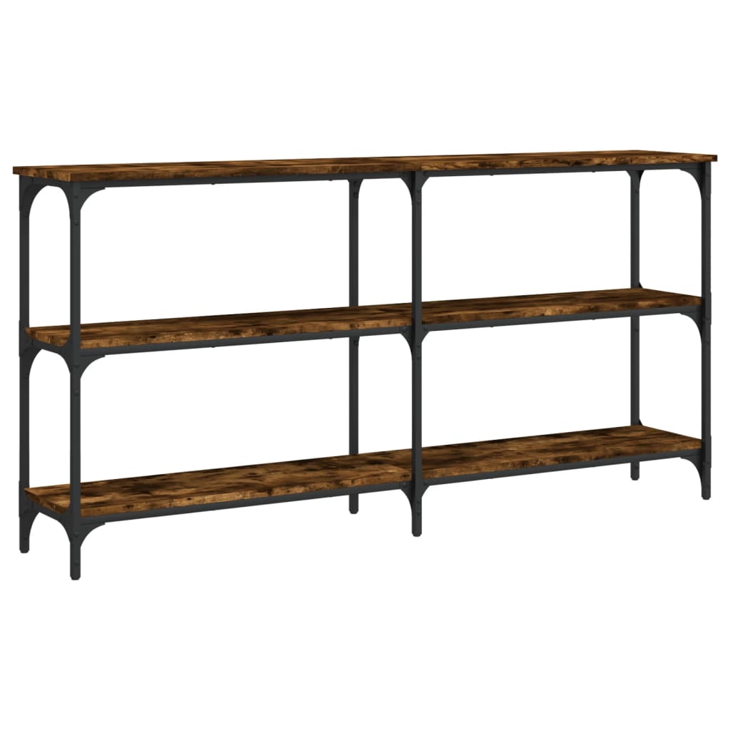 Mesa consola madera de ingeniería roble ahumado 150x29x75 cm - Imagen 6