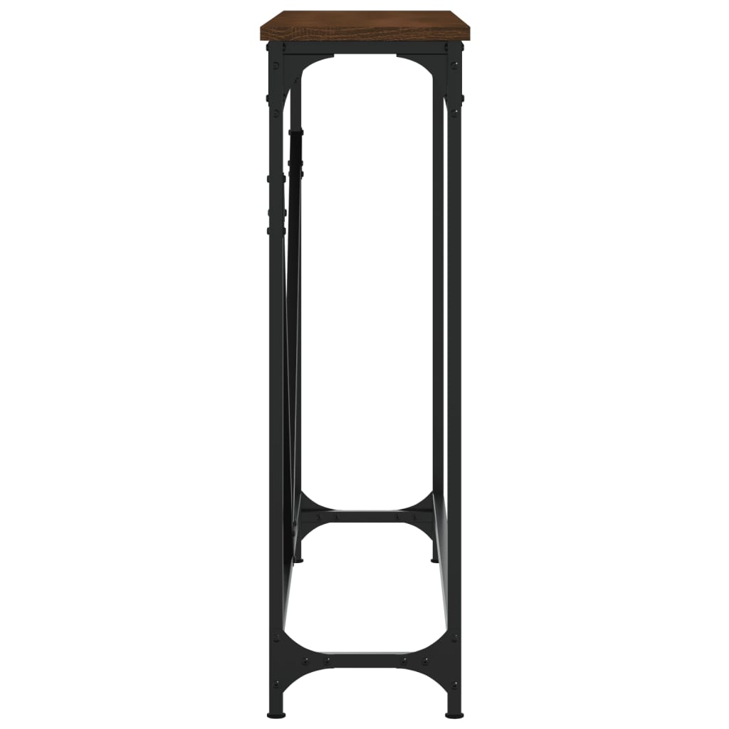 Mesa consola madera de ingeniería marrón roble 102x22,5x75 cm - Imagen 5