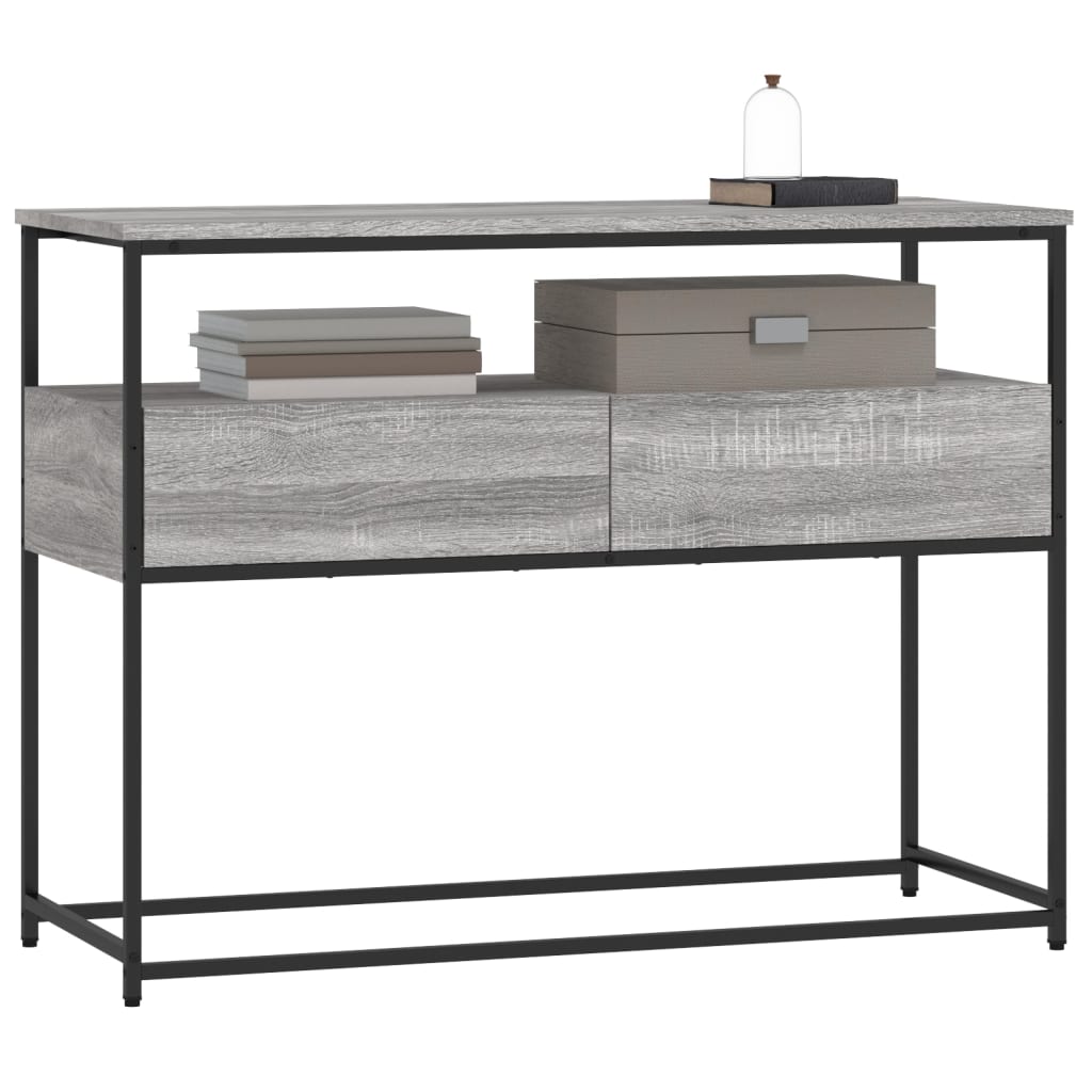 Mesa consola madera de ingeniería gris Sonoma 100x40x75 cm - Imagen 3