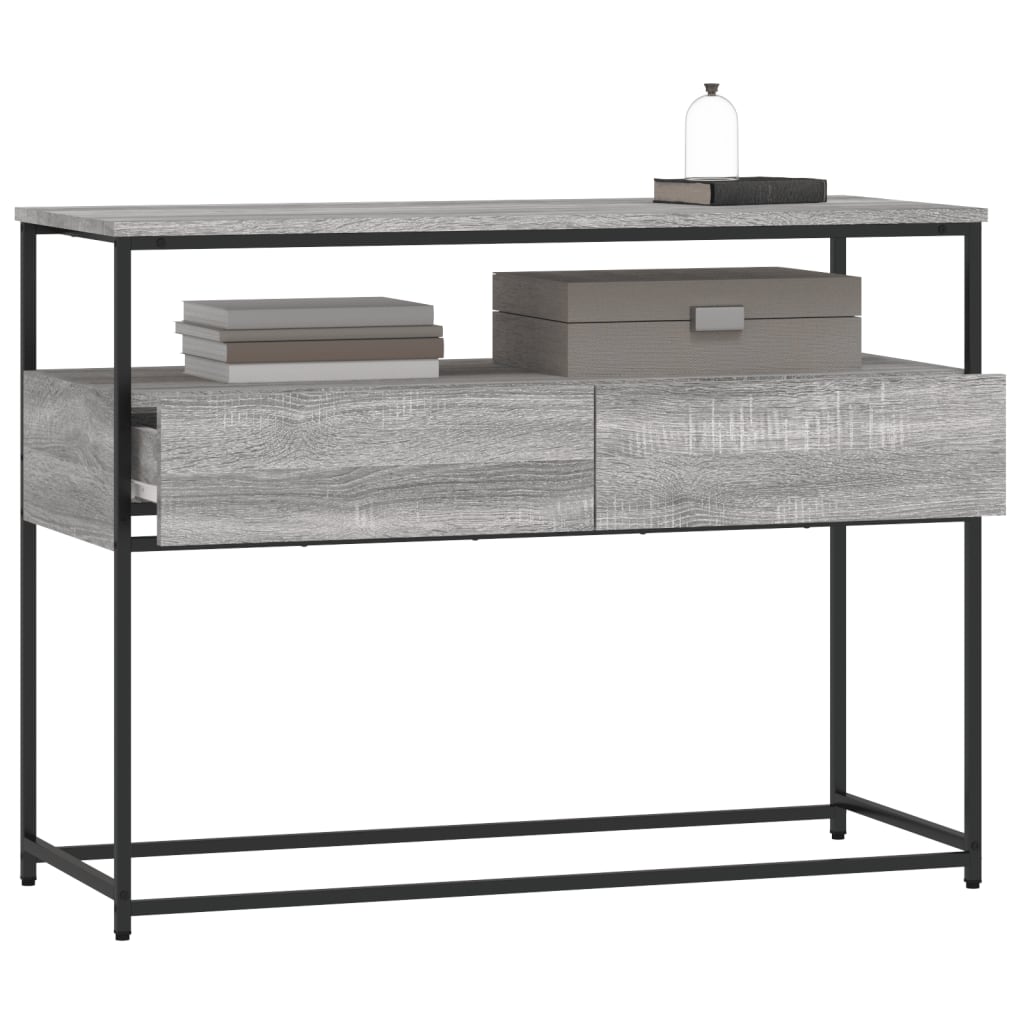 Mesa consola madera de ingeniería gris Sonoma 100x40x75 cm - Imagen 4