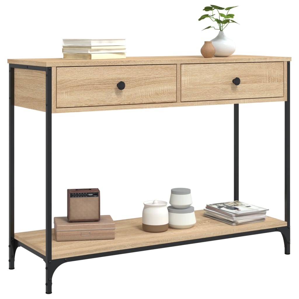 Mesa consola madera de ingeniería roble Sonoma 100x34,5x75 cm - Imagen 3