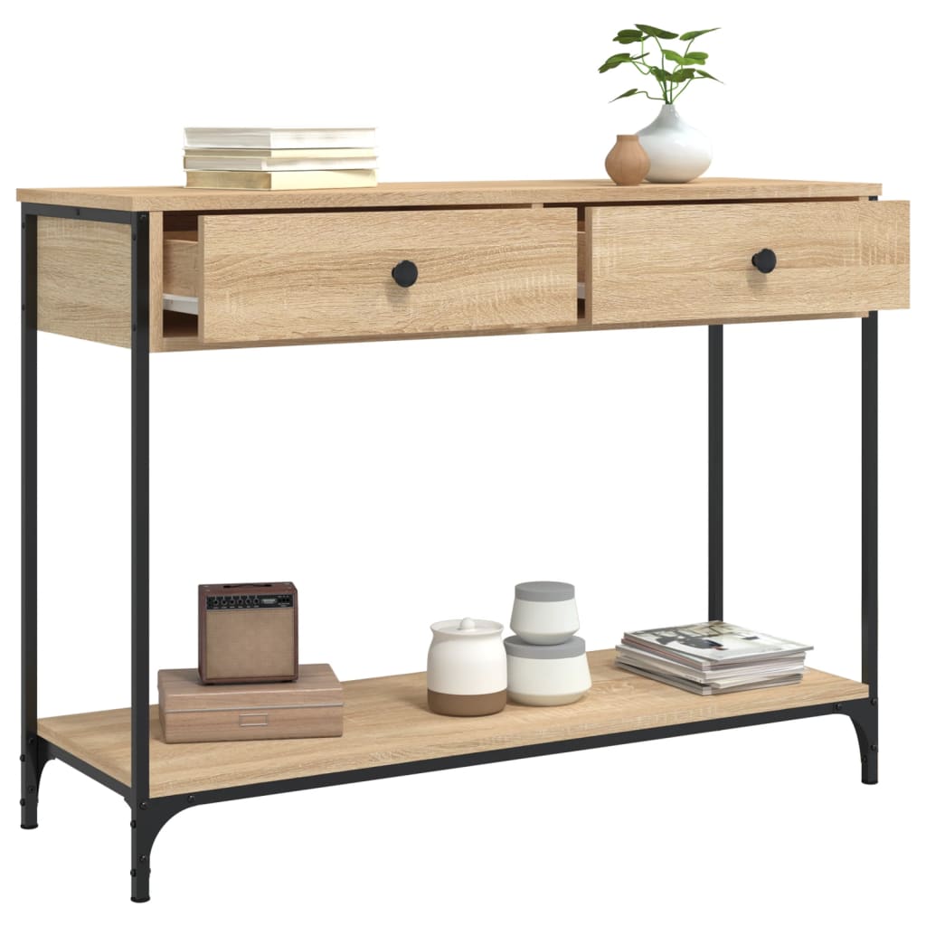 Mesa consola madera de ingeniería roble Sonoma 100x34,5x75 cm - Imagen 4