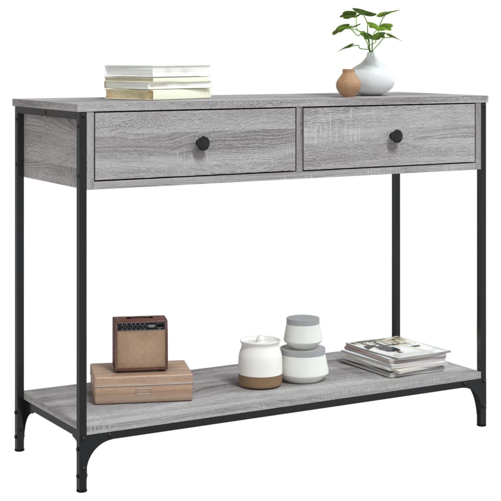 Mesa consola madera de ingeniería gris Sonoma 100x34,5x75 cm - Imagen 3