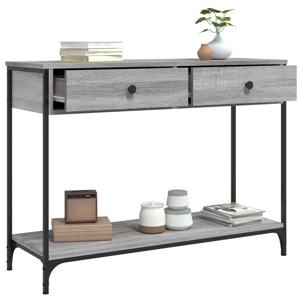 Mesa consola madera de ingeniería gris Sonoma 100x34,5x75 cm - Imagen 4