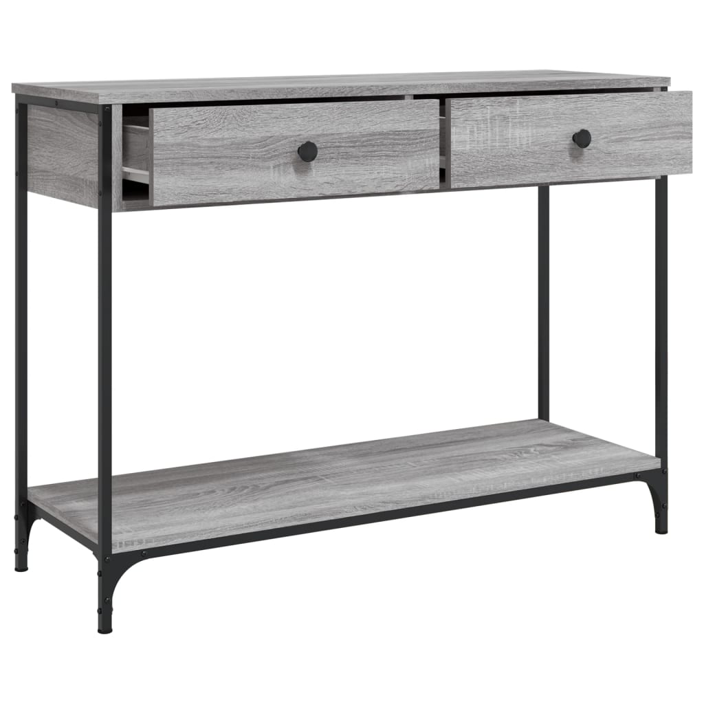 Mesa consola madera de ingeniería gris Sonoma 100x34,5x75 cm - Imagen 5
