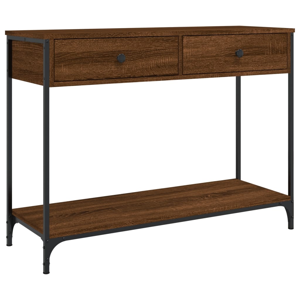 Mesa consola madera de ingeniería marrón roble 100x34,5x75 cm - Imagen 2