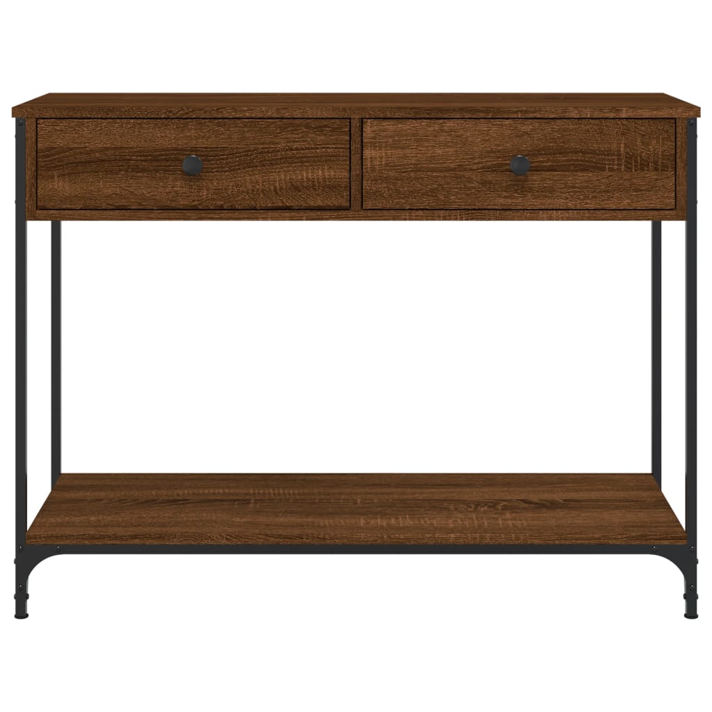 Mesa consola madera de ingeniería marrón roble 100x34,5x75 cm - Imagen 6