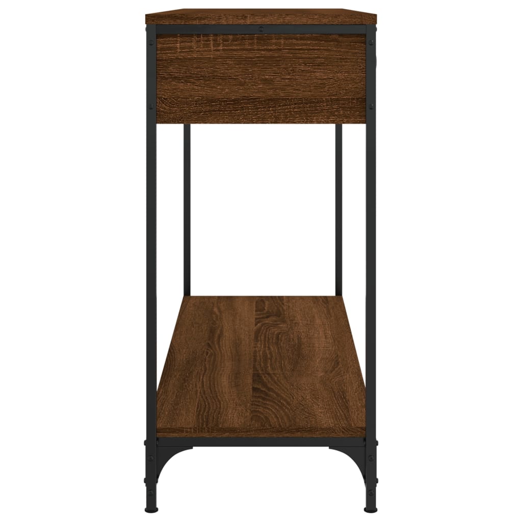 Mesa consola madera de ingeniería marrón roble 100x34,5x75 cm - Imagen 7